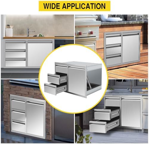 Outdoor Kitchen Drawer Combo Cabinet Outdoor Kitchen Stainless Steel Trash Triple Drawers For BBQ Island Grill Station,G2 - Image 7