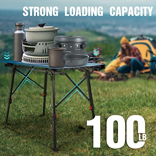 VILLEY Portable Camping Table with Adjustable Legs, Aluminum Folding Table - Image 6