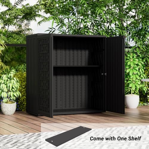 KINYING Outdoor Storage Cabinet Waterproof, Resin 62 Gallon Deck Box for Patio Furniture Cushions, Garden Tools, Pool Tools and Kids’ Toys (Black with 1 Shelving) - Image 5