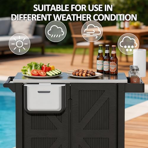 Spurgehom Outdoor Grill Cart with Storage,Movable Grill Table - Image 5