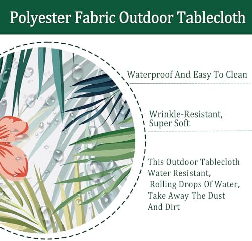 Outdoor Tablecloth with Umbrella Hole Umbrella Tablecloth Patio Tablecloths with Zipper for Courtyards, Terraces, and Beaches 60 x 120 in - Image 5