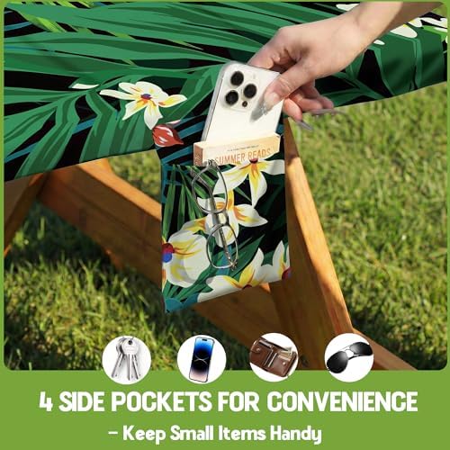 Picnic Table Cover with Bench Covers Waterproof Elastic Rectangle Tablecloth Camping Essentials Supplies Rv Car Travel Gear Must Haves Accessories Fitted Table Cloth Outdoor Road Trip Camper Gifts 6ft - Image 5