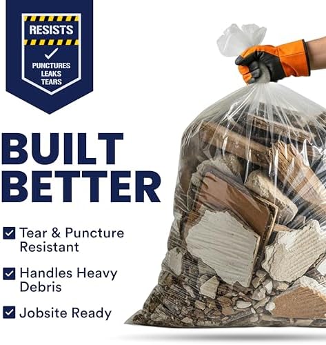 Plasticplace Contractor Trash Bags 42 Gallon │ 3.0 Mil │ Clear Heavy Duty Garbage Bag │ 32.6” x 46.4” (50 Count), Transparent, B001C0SIUG - Image 3