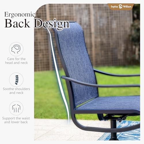 Sophia & William Extendable Outdoor Dining Set for 8, Blue Swivel Chairs - Image 7