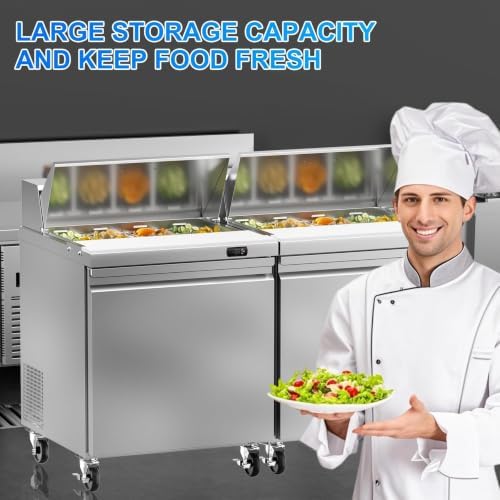 Rockitch 29" W Commercial Sandwich Prep Table Refrigerator 7.6 Cu.ft 8 Pans - Image 6
