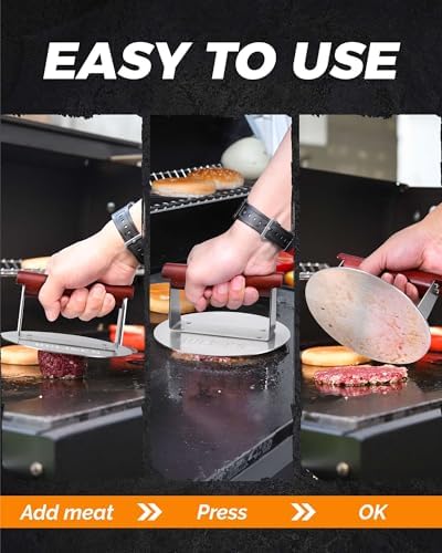 HULISEN Stainless Steel Burger Press, 6.2-Inch Round Burger Smasher - Image 5