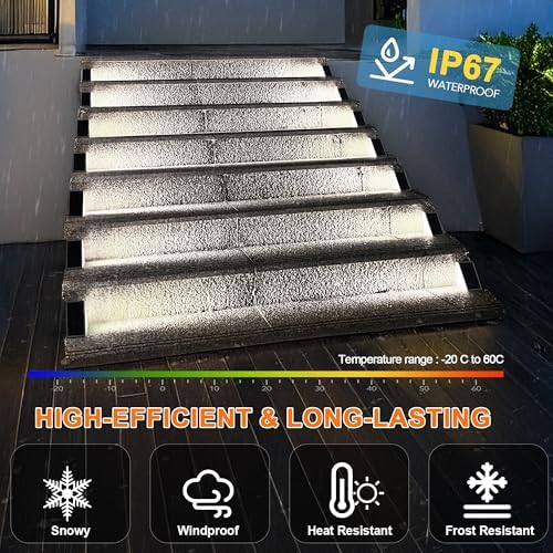 AUDLES LED Solar Step Lights Waterproof Outdoor Stair Lights, Solar Deck Lights Outdoor Decor IP67 Solar Decoration Lights for Yard (Cool White, 8 Pack) - Image 4
