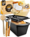 CRUSTLOVE 3.2 QT Pre-Seasoned Rectangular Dutch Oven for Bread Baking Set by CRUSTLOVE