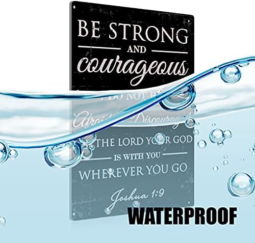 BEASTZHENG Be Strong and Courageous Tin Sign Wall Bible Verse Art Decor - Image 3