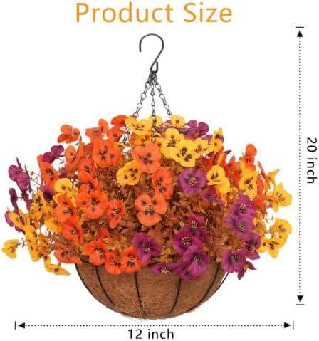 2 Set Artificial Fall Hanging Flower Baskets for Outdoor Autumn Decor - Image 5