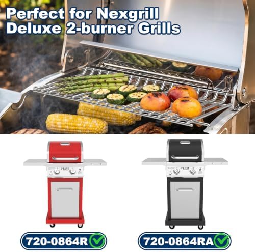LS'BABQ Grill Warming Rack for Nexgrill Home Depot 720-0864 720-0864R 720-0864RA, Stainless Steel Upper Warming Rack Replacement Parts for Nexgrill Deluxe 2-Burner Gas Grill, 16.8" x 7.2" - Image 3