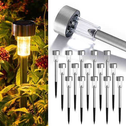 GIGALUMI 16 Pack Solar Lights Outdoor Waterproof, Stainless Steel by GIGALUMI