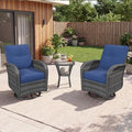 Aoxun 3 Piece Outdoor Patio Furniture Set with Side Table, Outdoor Patio Furniture Sets with High Back Swivel Rocker Chairs, Outdoor Sofa Set with Ottoman for Backyard & Garden, Navy Blue by Aoxun