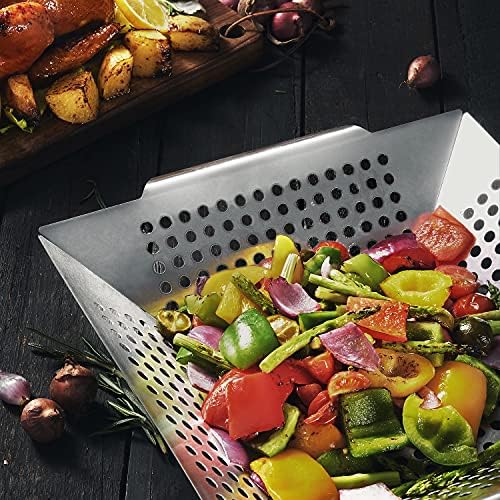 Grill Basket- Stainless Steel Grilling Basket for Indoor and Outdoor Use - Image 2