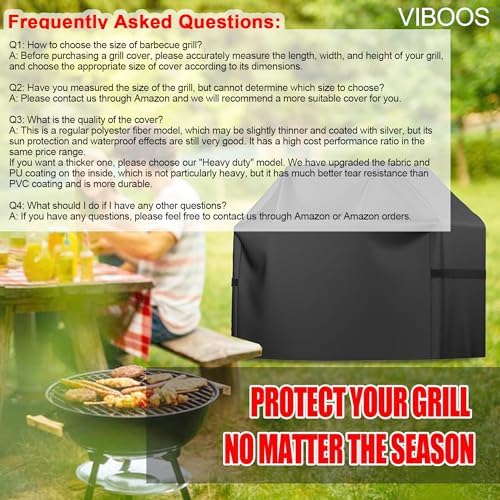 Grill Cover, 58 inch BBQ Gas Grill Cover for Outdoor Grill, Waterproof, Anti-UV, Rip-Proof, Fade Resistant Material, Barbecue Cover with Hook-and-Loop Straps & Adjustable Hem Drawstring, Black - Image 7