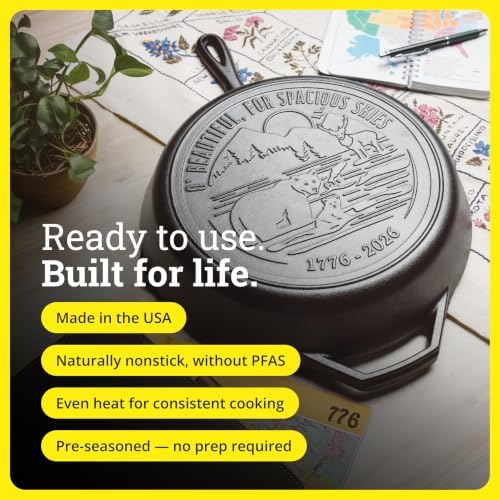 Lodge Pre-Seasoned Cast Iron Skillet, 12 Inches, Spacious Skies - Image 3