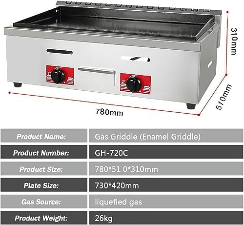 Gas Griddle LPG Commercial Stainless Steel Heavy Duty Restaurant Outdoor Tabletop Griddle Gas Baking Plate Burger Grill Burners for Camping, Tailgating, Kitchen-BBQ Grill with Knobs & Ignition - Image 3