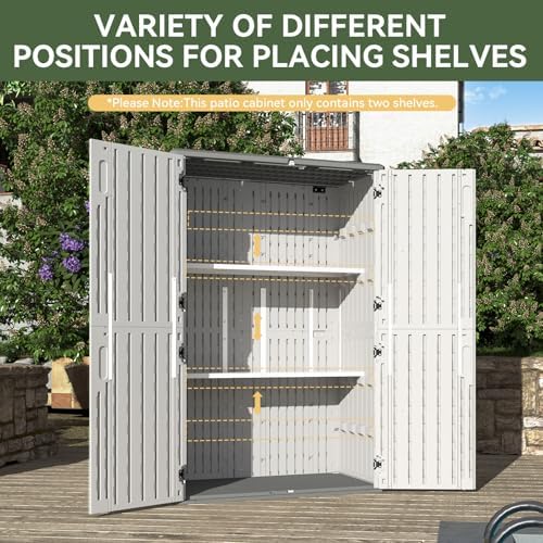 Aoxun 64 Cu.Ft Resin Outdoor Storage Shed with 2 Shelves & Floor, White - Image 5