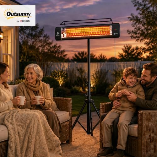 Outsunny Electric Patio Heater 1500 W Free Standing IP65 Waterproof Black - Image 2