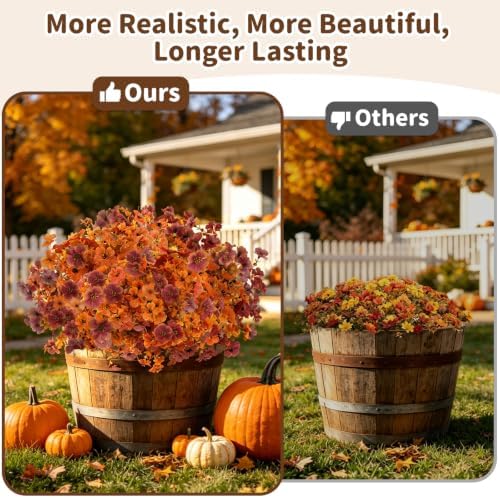 Artificial Flowers Outdoor, UV Resistant Faux Plants, Fall Decor,12 Bundles - Image 5