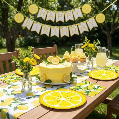 40PCS Lemon Party Decorations, Yellow Lemons Themed Paper Plates and Napkins, for Amalfi Coast Capri Lemon Party Decorations Summer Lemon Themed Baby Shower Party Supplies. - Image 5