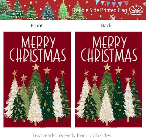 CROWNED BEAUTY Merry Christmas Trees Garden Flag for Outside 12x18 - Image 5