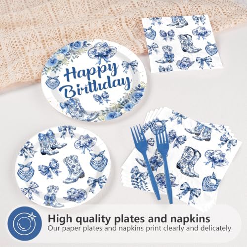 96Pcs Blue Chinoiserie Western Cowgirl Party Decoration Serves 24 - Image 3