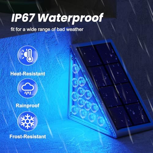 NIORSUN Solar Step Lights,6 Pack Blue LED Outdoor Step Lights, Stair Lights Outdoor for Patio, Fence, Yard, Walkway, Solar Powered Auto On/Off, IP67 Waterproof, Easy Install - Image 6