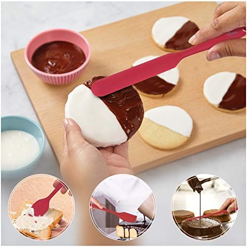 HOTEC BPA Free Silicone Rubber Spatula Set, Red, Set of 5 - Image 2