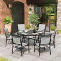 MIXPATIO 7pc Patio Dining Set, 54" Round Table, Textilene Chairs by MIXPATIO