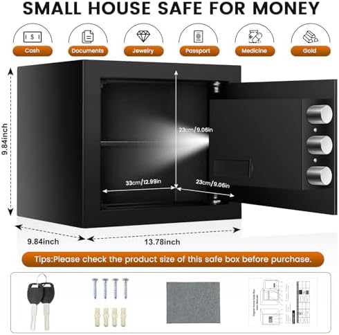 9.84'' H Home Safe Box, Small Safe with Fireproof Waterproof Bag - Image 3