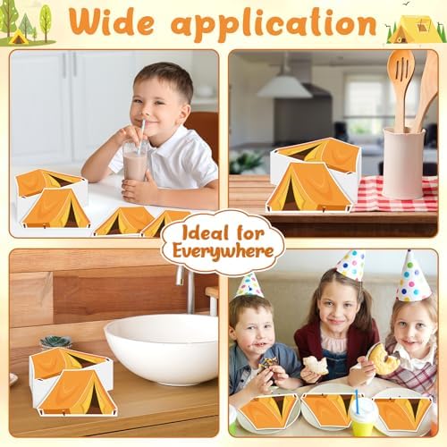 100 Pcs Camping Napkins Happy Camper Party Decorations Tent Camping Napkins Disposable Tent Theme Birthday Party Supplies Decor for Kids Boys Girls Labor Day Outdoor Adventure Baby Shower - Image 6