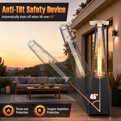 Tangkula 45000 BTU Pyramid Patio Heater with Wheels & Zippered Cover - Image 6
