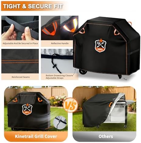 Grill Cover, Universal 48" BBQ Grill Cover for Outdoor Grill, Waterproof, Weather Resistant, Fade Resistant Gas Grill Cover with Adjustable Double Straps for Weber, Char-broil, Nexgrill, etc - Image 4