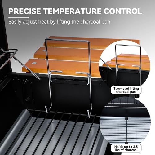 Royal Gourmet CC1624W Barrel Charcoal Grill with Offset Smoker, 552 Sq. In. - Image 6