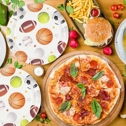 50PCS Sports Birthday Party Paper Plates, 7'' Sports Themed Party Decoration Disposable Dessert Plate Tableware Dinnerware for Picnic Camping Birthday's Parties Favor Supplies - Image 2