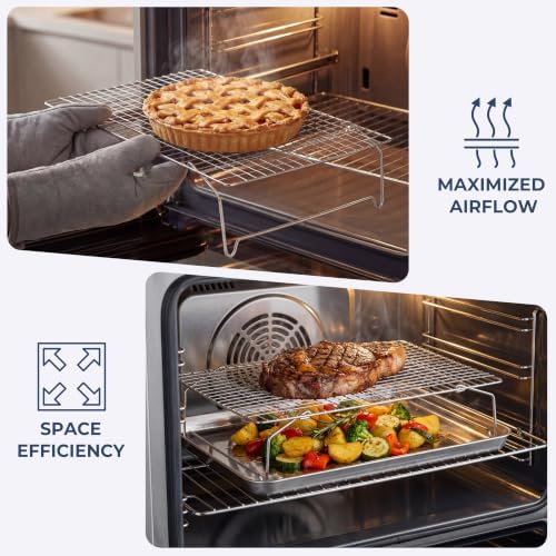 E-far Cooling Rack 15”x10”, 3-Tier Collapsible for Cooking and Baking - Image 3