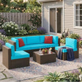 Vongrasig 6 Piece Small Patio Furniture Sets, Outdoor Sectional Sofa, Blue by Vongrasig