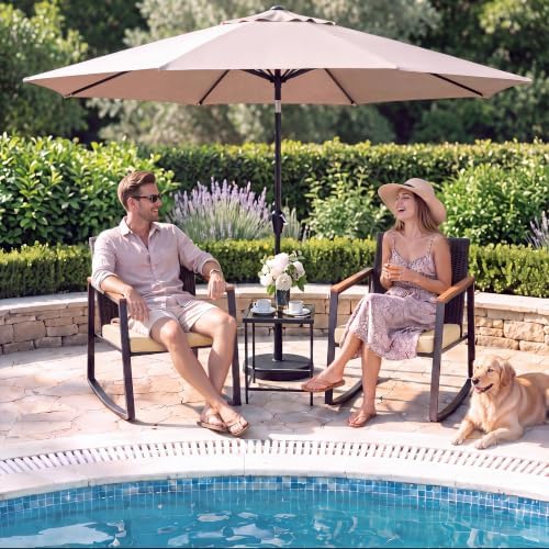 Gizoon 3 Pieces Rocking Patio Bistro Set with Anti-Scald Armrest - Image 2