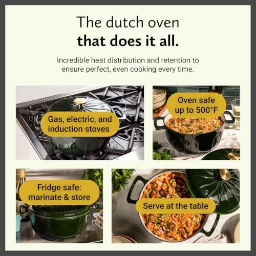 6 Quart Luxe Enamel DO with Gold Knob, Pesto - Image 4