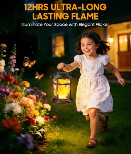 Solar Lanterns Outdoor Waterproof, 4 Pack Upgraded Flickering Flame Hanging Solar Lights, Solar Powered Decorative Lanterns for Garden Patio Porch Table Decor Gifts - Image 4
