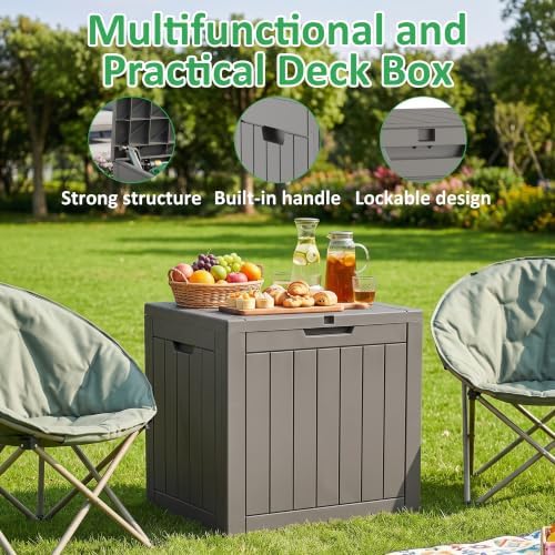 40 Gallon Lockable Outdoor Deck Box, Waterproof Weatherproof Resin Storage Container for Patio Cushions, Garden Tools and Outdoor Accessories (Pro Grey) - Image 4