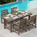 SERWALL 5 Pcs HDPE Patio Dining Set, Outdoor Dining Set for 4, Coffee by SERWALL
