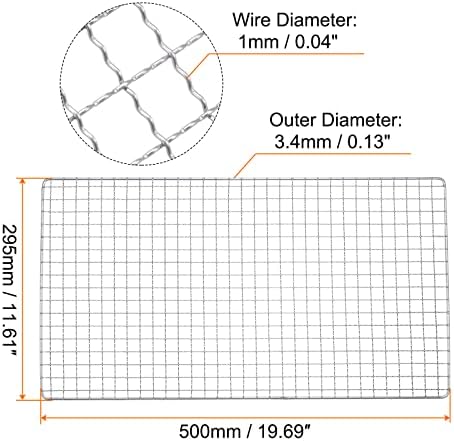 HARFINGTON Square BBQ Grill Net 29.5x50cm Stainless Steel Cross Wire Barbecue Mesh Mat for Baking Smoking Charcoal Grilling Roasting - Image 2