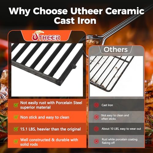 Utheer Grill Grates for Genesis 2025+, Matte Porcelain Cast Iron - Image 6
