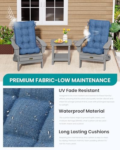 SERWALL HDPE Outdoor Rocking Cushion Set of 2, Navy - Image 5