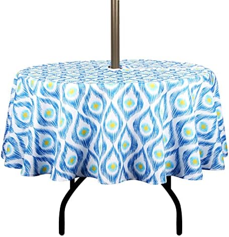 EHouseHome Outdoor Indoor 60inch Round Tablecloth with Umbrella Hole and Zipper, Waterproof Zippered Patio Cloths, Spring/Summer Table Covers for Backyard Circular Table/BBQs/Picnic by EHouseHome
