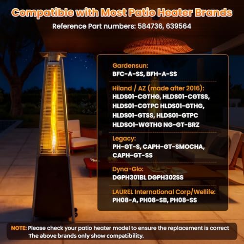 Patio Heater Glass Tube Replacement, 49.5 x 4" Patio Heater Replacement Parts with Ring, Outdoor Heater Replacement Parts for 4-Sided Pyramid Heater, Glass Tube Patio Heater for Hiland, Fire Sense - Image 4