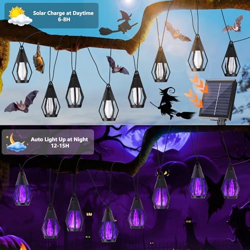 Solar String Lights for Outside, 21Ft Solar Patio Light with 10 Flickering - Image 3