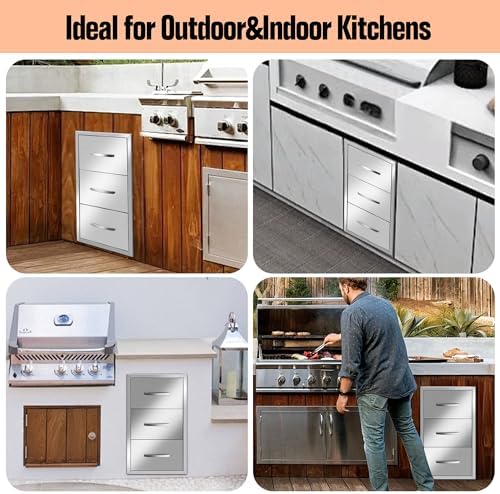 Outdoor Kitchen Drawers 16W x 28H x 20D Inch, Flush Mount Access BBQ Island Drawers for Outdoor Kitchens or Patio Grill Station - Image 6